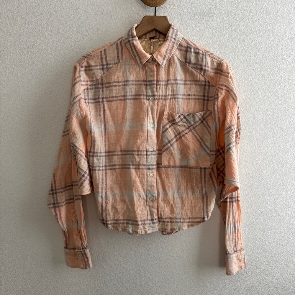 Free People Women's Paradise Garden Cropped Cutie Button Up Shirt - Picture 1 of 8